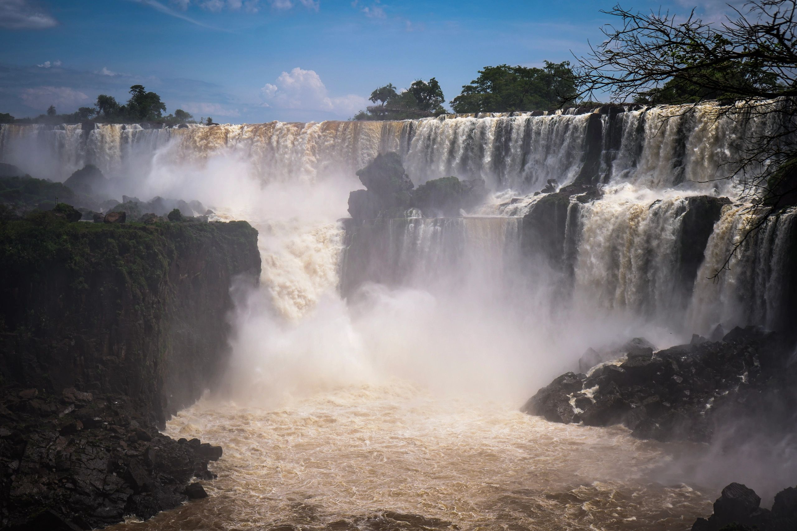 Waterfall landscape with lush greenery